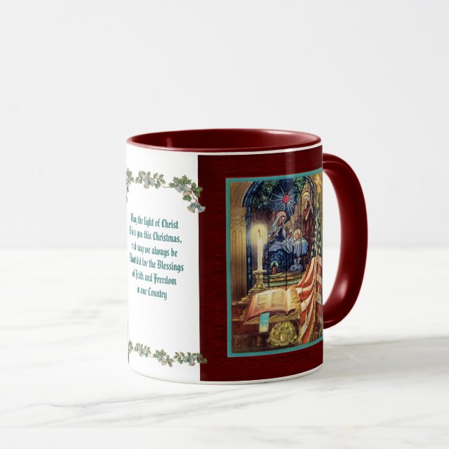 Patriotic Christian American Christmas Mug (Front Right)