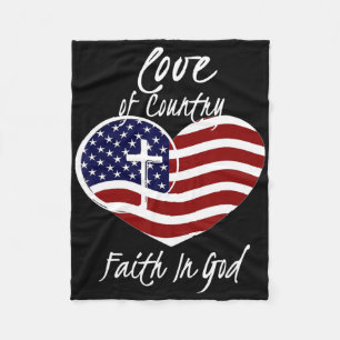 Patriotic Christian Faith In God Heart Cross Ameri Fleece Blanket