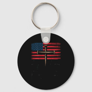 Patriotic Christian Faith Over Fear American Flag  Keychain