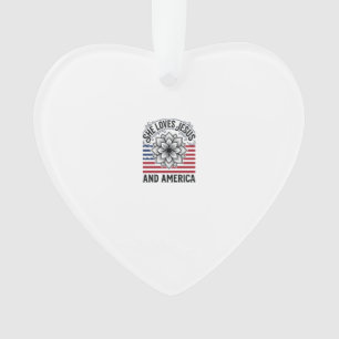 Patriotic Christian Flower Vintage T-Shirt Ornament