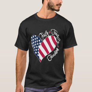Patriotic Christian US Flag Faith Family Freedom L T-Shirt