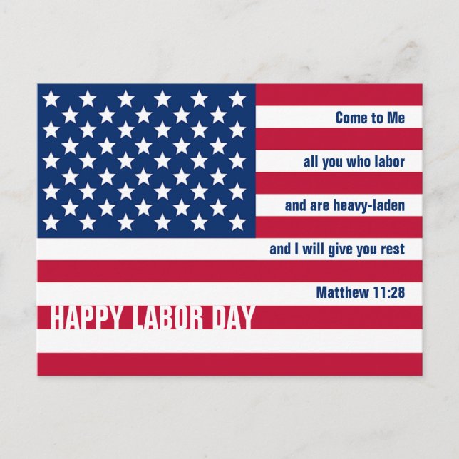 Patriotic Christian USA HAPPY LABOR DAY  Postcard (Front)