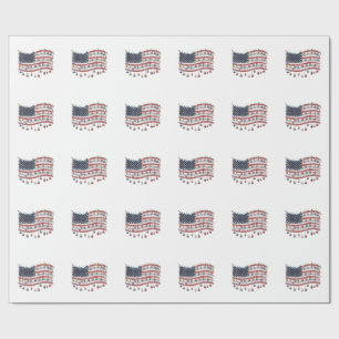 Patriotic Christmas American Flag with Lights  Wrapping Paper