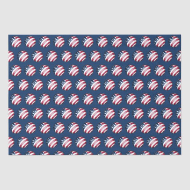 Patriotic Christmas Holiday USA Flag Pattern Art Tissue Paper (Front)