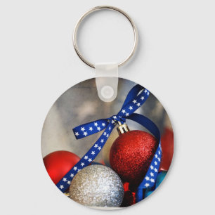 Patriotic Christmas Keychain