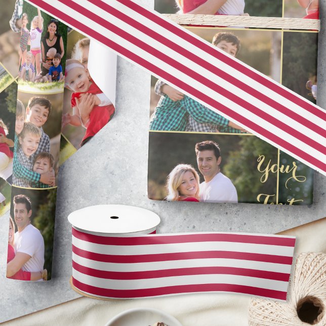 Patriotic Christmas Red White Stripes Gift Wrap Satin Ribbon (Patriotic Christmas Red White Stripes Gift Wrap Satin Ribbon)