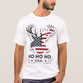 Patriotic Christmas Reindeer USA Flag Design T-Shirt