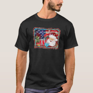 Patriotic Christmas Santa With American Flag Buffa T-Shirt