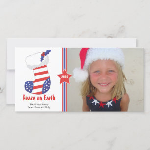 Patriotic Christmas Stocking Holiday Card