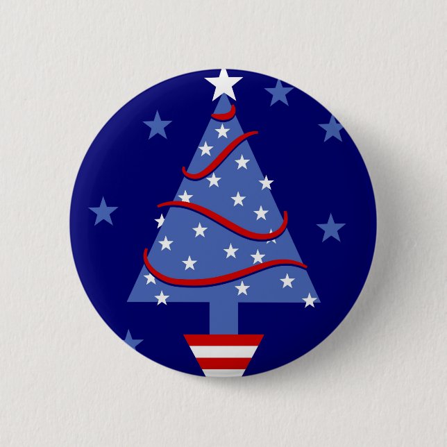 Patriotic Christmas Tree 2 Inch Round Button (Front)