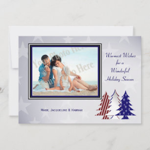 Patriotic Christmas Trees Flat Card Greeting