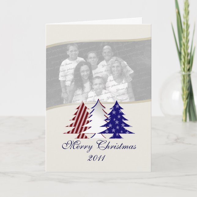 Patriotic Christmas Trees Holiday Card (Front)