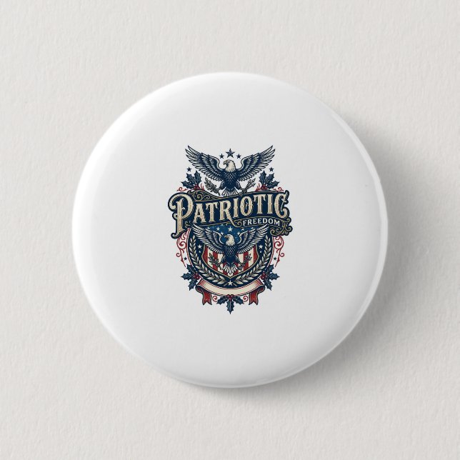 Patriotic Christmas Vector Graphic Tee (2) 2 Inch Round Button (Front)