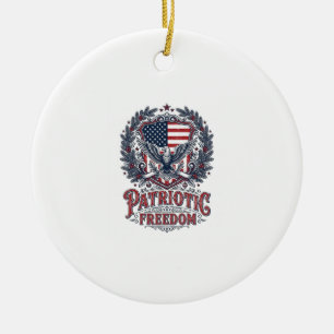 Patriotic Christmas Vector Graphic Tee Ceramic Ornament