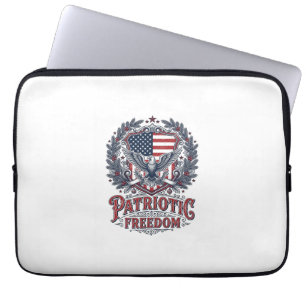 Patriotic Christmas Vector Graphic Tee Laptop Sleeve