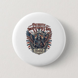 Patriotic Chrome Reaper Dark Patriot Skeleton & Re 2 Inch Round Button