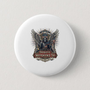 Patriotic Chrome Reaper Dark Patriot Skeleton & Re 2 Inch Round Button