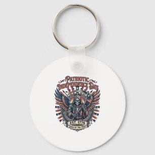 Patriotic Chrome Reaper Dark Patriot Skeleton & Re Keychain
