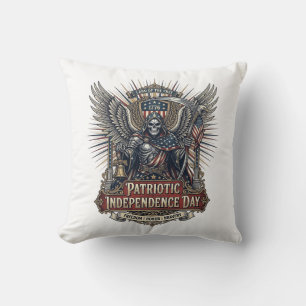 Patriotic Chrome Reaper Dark Patriot Skeleton & Re Throw Pillow