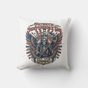 Patriotic Chrome Reaper Dark Patriot Skeleton & Re Throw Pillow
