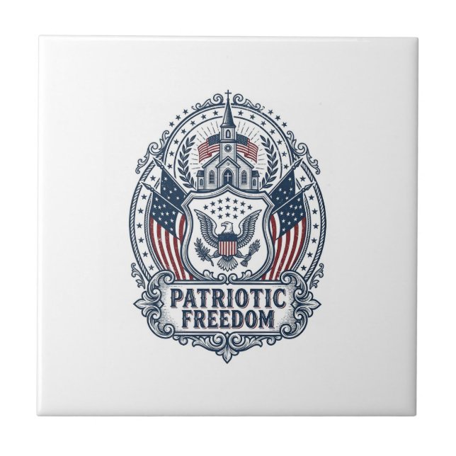 Patriotic Church Camp Vector Graphic Tee Tile (Front)