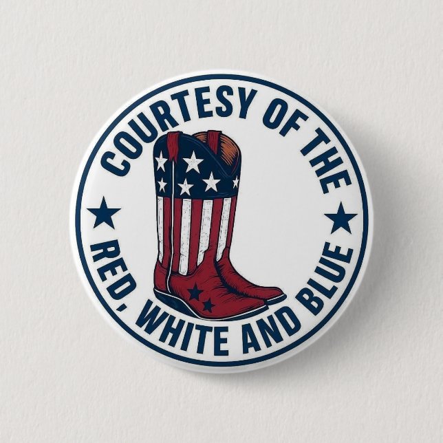Patriotic Circle – Courtesy Red, White & Blue 2 Inch Round Button (Front)