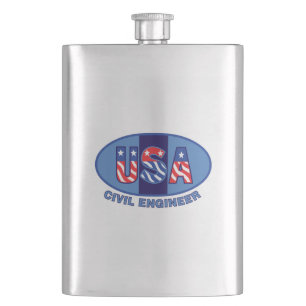 Patriotic Civil Engineer Hip Flask