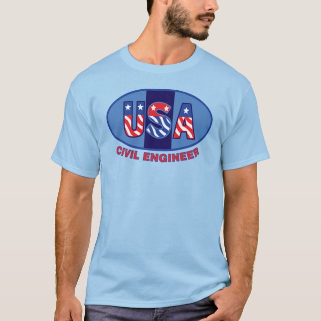 Patriotic Civil Engineer T-Shirt (Front)