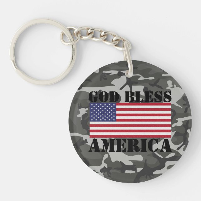 Patriotic Classic and powerful God Bless America Keychain (Front)