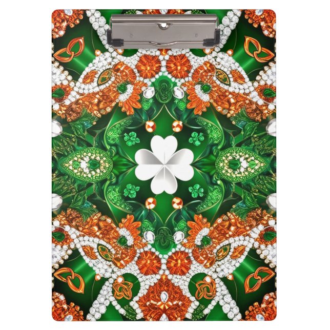 Patriotic Clipboard with Irish Colours Clover Leaf (Front)