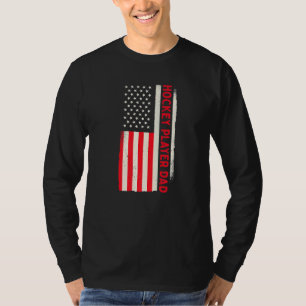 Patriotic Coach Hockey Player Dad American Flag T-Shirt