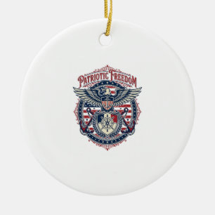 Patriotic Coastal Preppy Vector Graphic Tee Ceramic Ornament