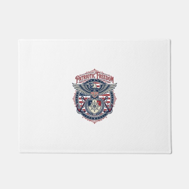Patriotic Coastal Preppy Vector Graphic Tee Doormat (Front)