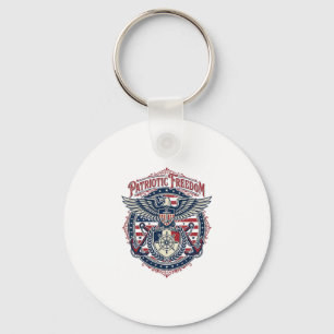 Patriotic Coastal Preppy Vector Graphic Tee Keychain