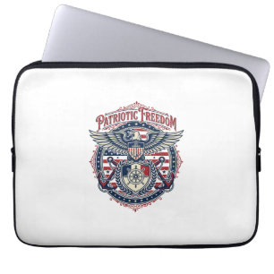 Patriotic Coastal Preppy Vector Graphic Tee Laptop Sleeve