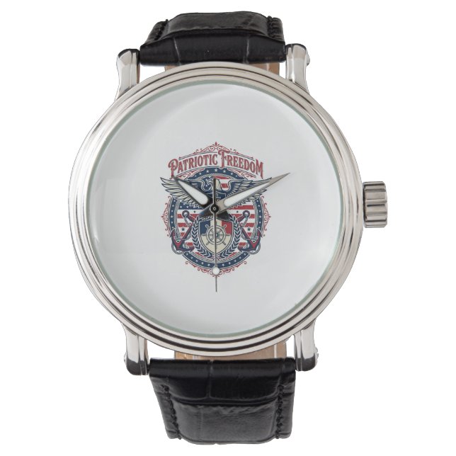 Patriotic Coastal Preppy Vector Graphic Tee Watch (Front)