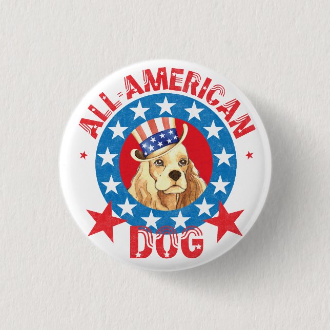 Patriotic Cocker 1 Inch Round Button (Front)