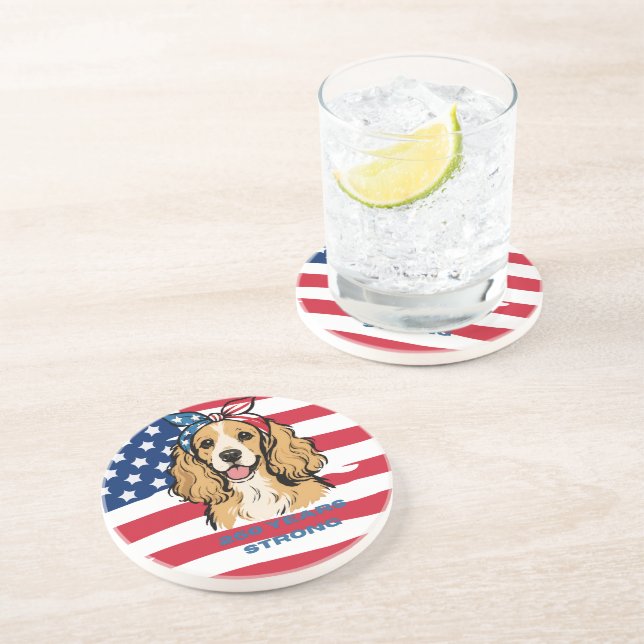 Patriotic Cocker Spaniel Coaster (Side)