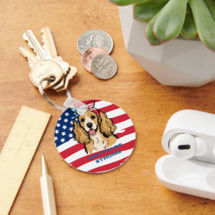 Patriotic Cocker Spaniel Keychain