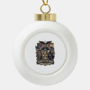 Patriotic Colonial Skull Commander Dark Patriot Sk Ceramic Ball Christmas Ornament