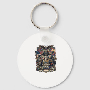 Patriotic Colonial Skull Commander Dark Patriot Sk Keychain