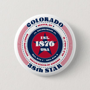 Patriotic Colorado Circle with State Details 2 Inch Round Button