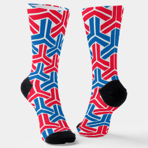 Patriotic colours geometric seamless pattern socks