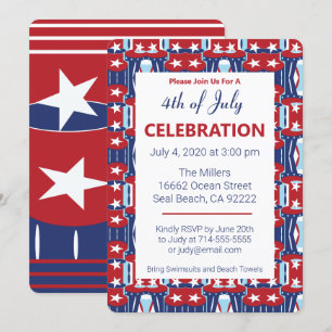 Patriotic Colours July 4th Invitation