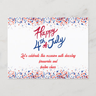 Patriotic Confetti 4th of July Celebration Holiday Postcard