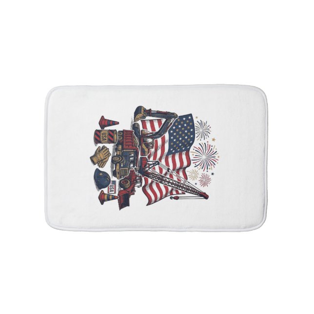 Patriotic Construction USA Vintage Bath Mat (Front)