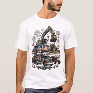 Patriotic Construction Vehicles Vintage Shirt Desi
