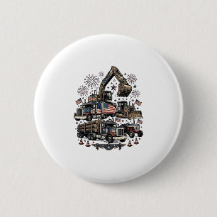 Patriotic Construction Vehicles Vintage Shirt Desi 2 Inch Round Button