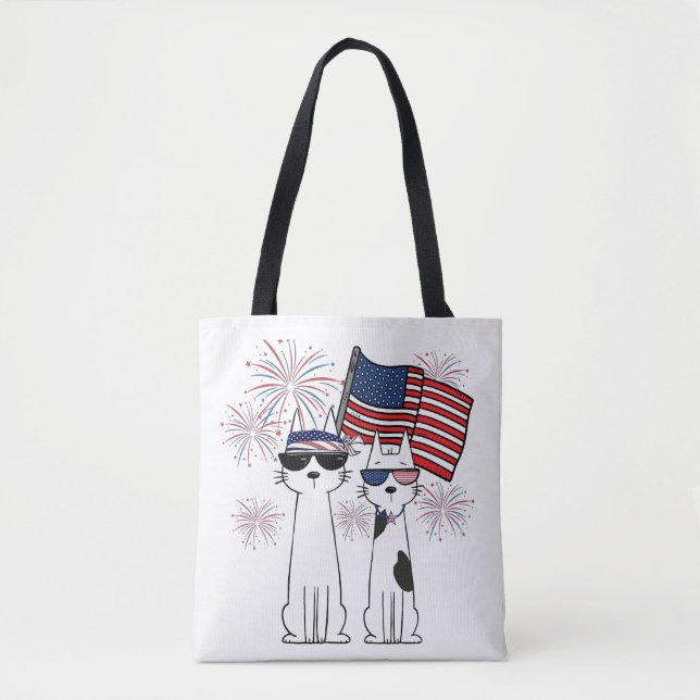 Patriotic Cool Cats Tote Bag (Front)