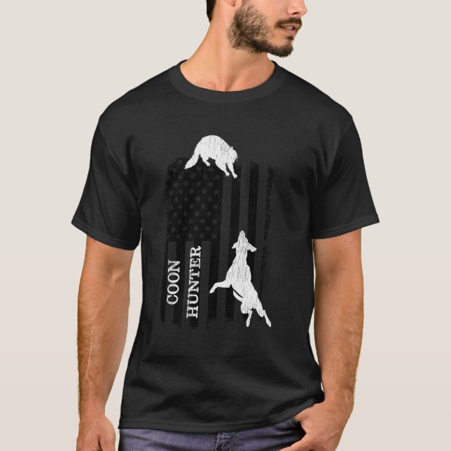 Patriotic Coon Hunting Dogs American Flag T-Shirt (Front)